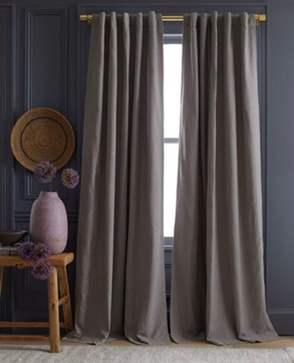 Quince Cotton Slub Room Darkening Curtain 48x84 Gray Back Tab Single Panel